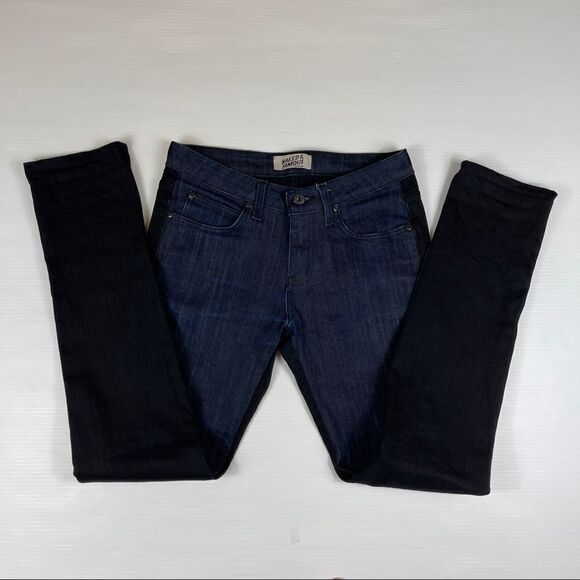 Naked & Famous Denim Jeans The Skinny Indigo Black Power Stretch Two Tone US 32 - Picture 1 of 11